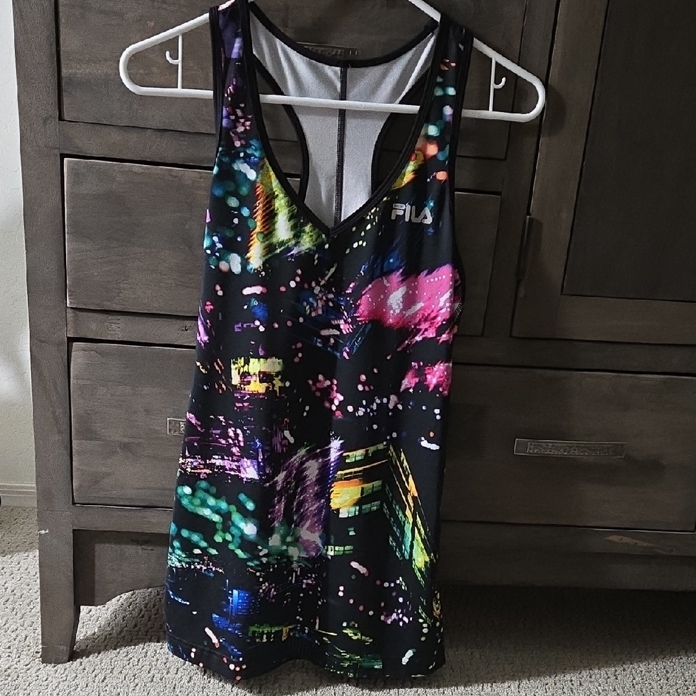 Large Fila Black and Multicolor Graphic Tank Top